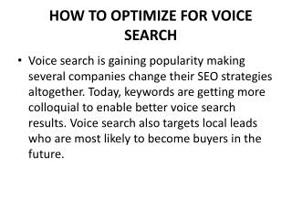 HOW TO OPTIMIZE FOR VOICE SEARCH