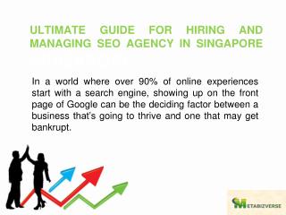 ULTIMATE GUIDE FOR HIRING AND MANAGING SEO AGENCY IN SINGAPORE