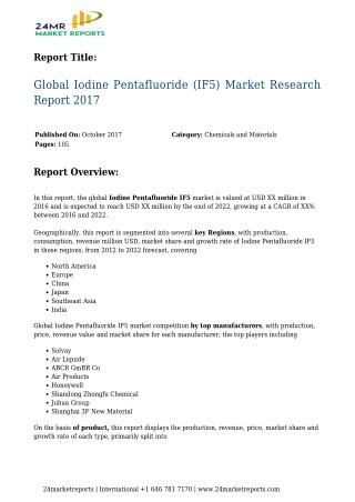 Global Iodine Pentafluoride (IF5) Market Research Report 2017
