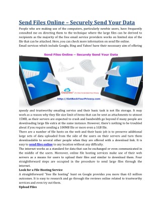 Send Files Online – Securely Send Your Data