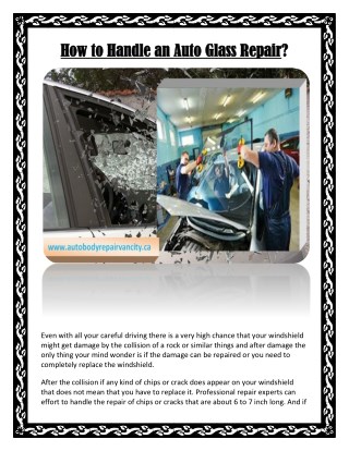 How to Handle an Auto Glass Repair by Yourself?