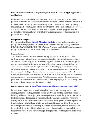 Curable Materials Market 2017: Research, Share, Competitor Strategy, Industry Trends and Forecast to 2023
