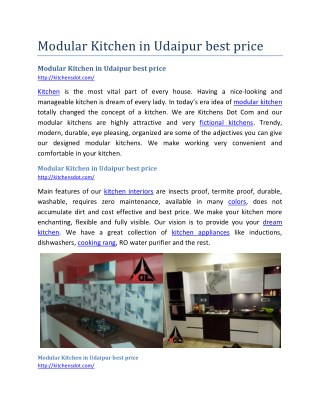 Modular Kitchen in Udaipur best price