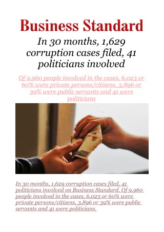 In 30 months, 1,629 corruption cases filed, 41 politicians involved