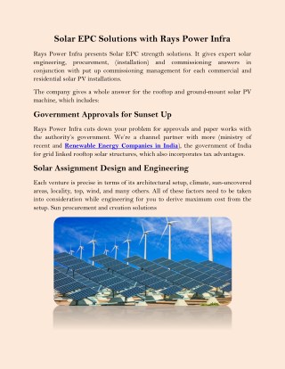 Solar EPC Solutions with Rays Power Infra