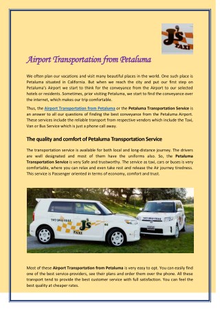 Airport Transportation from Petaluma