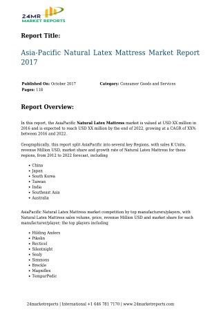Asia-Pacific Natural Latex Mattress Market Report 2017