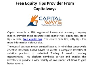 Free Equity Tips Provider From Capitalways