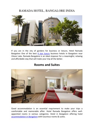 Ramada Hotel Bangalore India