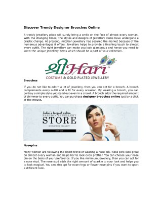 Discover Trendy Designer Brooches Online