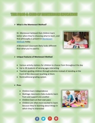 Pros & Cons of Montessori Education