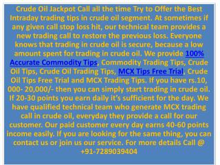 100% Accurate Commodity Tips, Crude Oil Tips Free Trial with Affordable Price