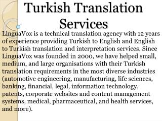 Turkish Translation Services