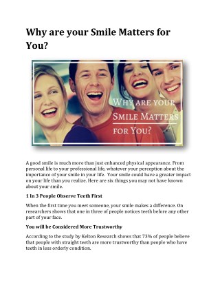 Why are your Smile Matters for You?