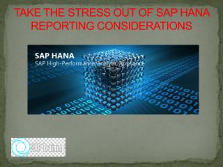 TAKE THE STRESS OUT OF SAP HANA REPORTING CONSIDERATIONS