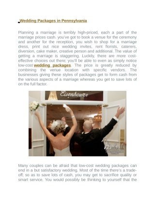 Wedding packages in pennsylvania