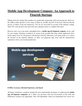 Mobile App Development Company- An Approach to Flourish Startups