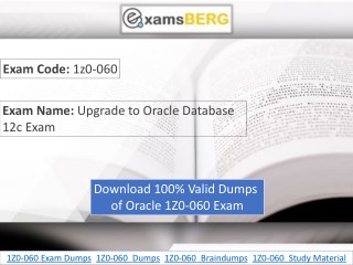 Download Oracle 1Z0-060 Dumps | 1Z0-060 Exam Dumps | Examsberg