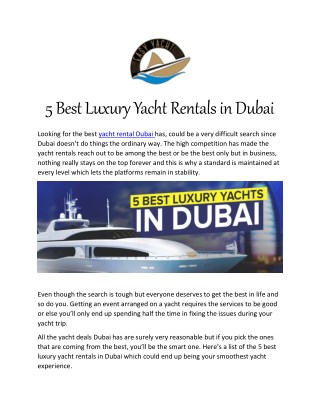 5 Best Luxury Yacht Rentals in Dubai