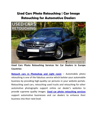 Used Cars Photo Retouching for Automotive Car Dealers Websites in Europe