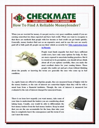 How To Find A Reliable Moneylender