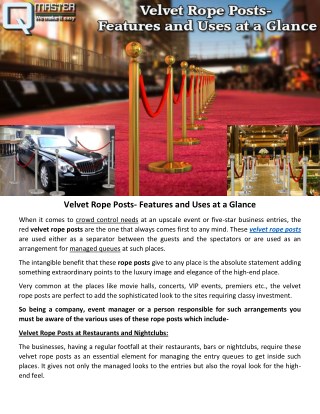 Velvet Rope Posts- Features and Uses at a Glance