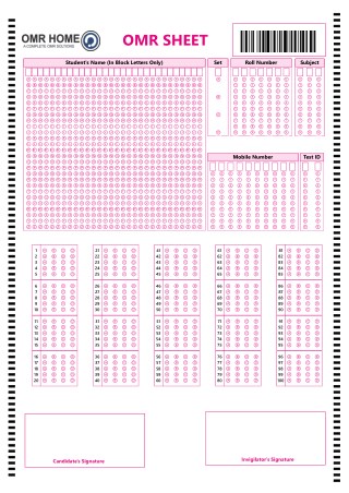 OMR Sheet for 100 Questions - OMR Home