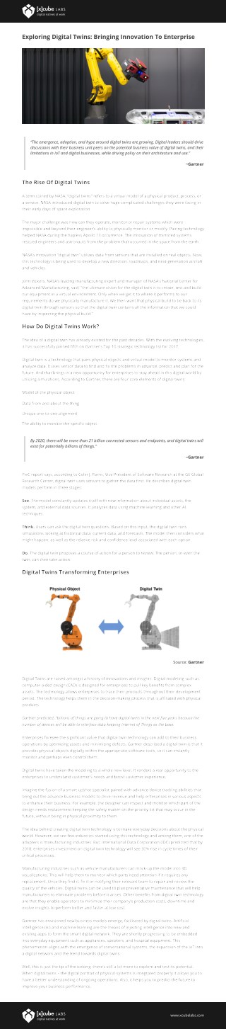 Exploring Digital Twins: Bringing Innovation To Enterprise