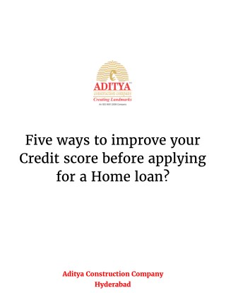 Five ways to improve your Credit score before applying for a Home loan?