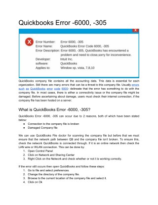 Easy method to resolve QuickBooks 6000,-305