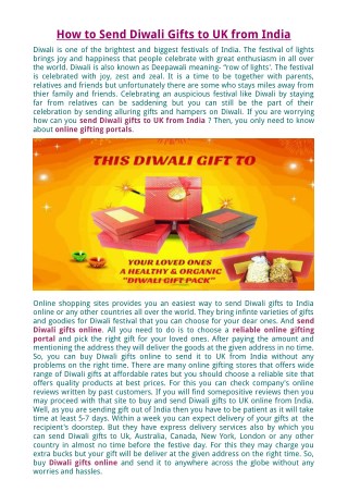 How to Send Diwali Gifts to UK from India