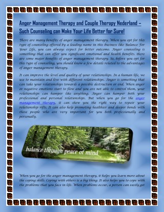 Anger Management Therapy and Couple Therapy Nederland – Such Counseling can Make Your Life Better for Sure!