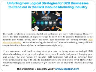 Unfurling Few Logical Strategies for B2B Businesses to Stand out in the B2B Inbound Marketing Industry