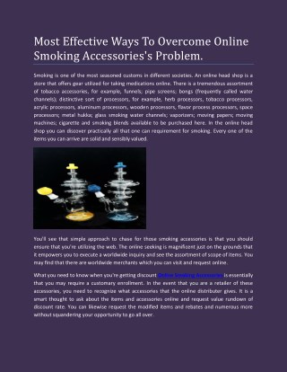 Most Effective Ways To Overcome Online Smoking Accessories's Problem