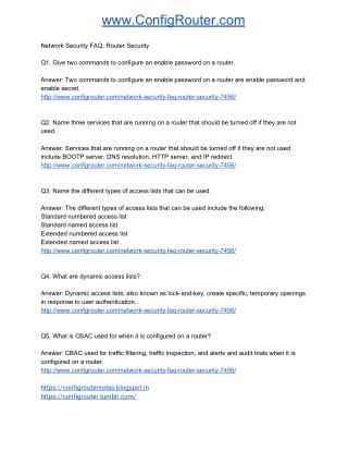 Network Security FAQ Router Security