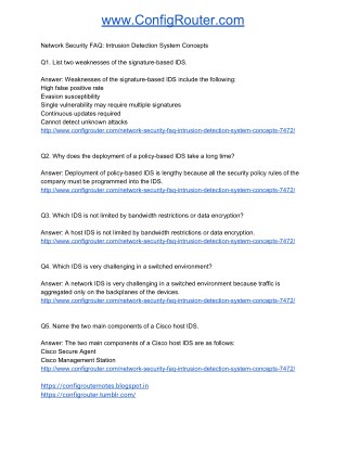 Network Security FAQ Intrusion Detection System Concepts