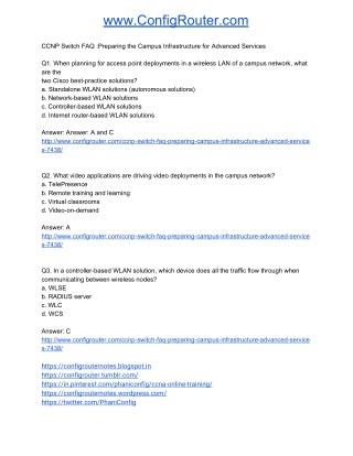 CCNP Switch FAQ Preparing the Campus Infrastructure for Advanced Services