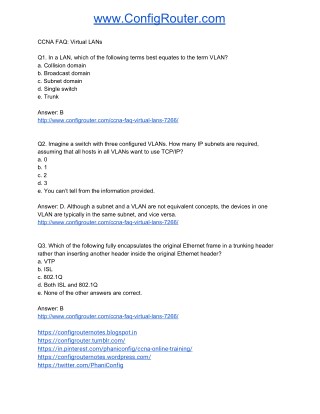 CCNA FAQ Virtual LANs