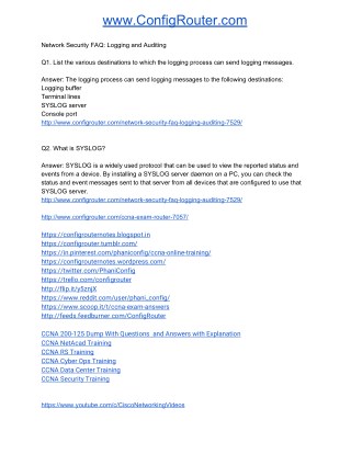 CCNA Exam Answers Network Security FAQ Logging and Auditing