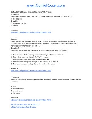 CCNA 200-125 Exam Wireless Questions With Answers