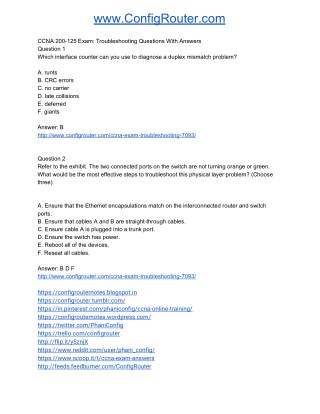 CCNA 200-125 Exam Troubleshooting Questions With Answers