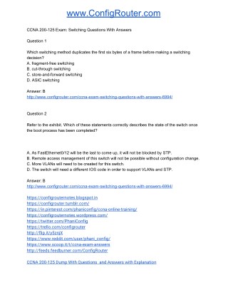 CCNA 200-125 Exam Switching Questions With Answers