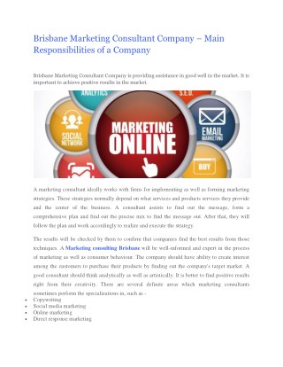 Brisbane Marketing Consultant Company – Main Responsibilities of a Company