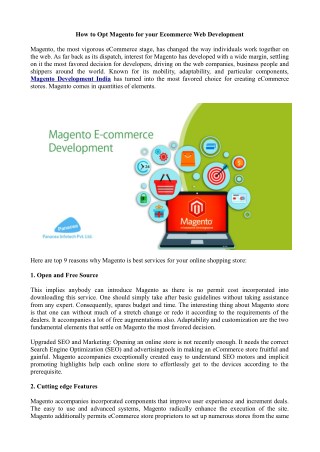 How to Opt Magento for your Ecommerce Web Development