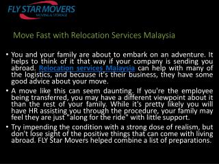 Move Fast with Relocation Services Malaysia