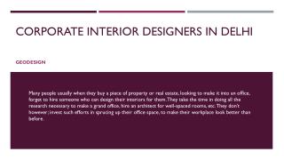 Explore the Top Corporate interior designers in Delhi