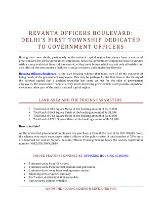 Revanta Officers Boulevard, L Zone Dwarka