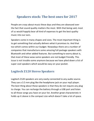Speakers stock: The best ones for 2017