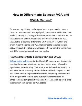 How to differentiate between VGA and SVGA Cables