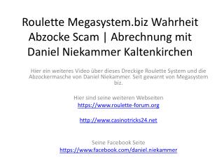 Roulette Megasystem.biz Wahrheit Abzocke Scam | Abrechnung mit Daniel Niekammer Kaltenkirchen